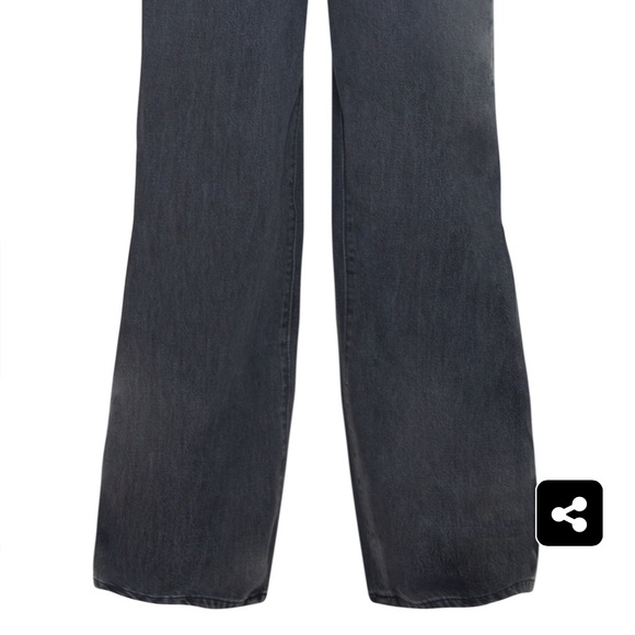 Petite Washed Black Wide Legged Jeans - Picture 3 of 4